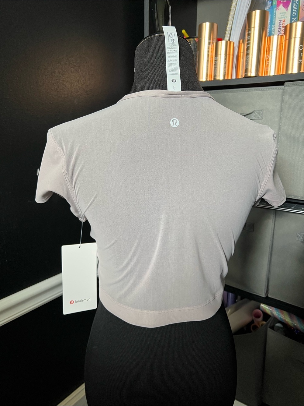 lululemon athletica Nulu Mesh Back Baby Tee - Mauve Grey - Picture 3 of 4